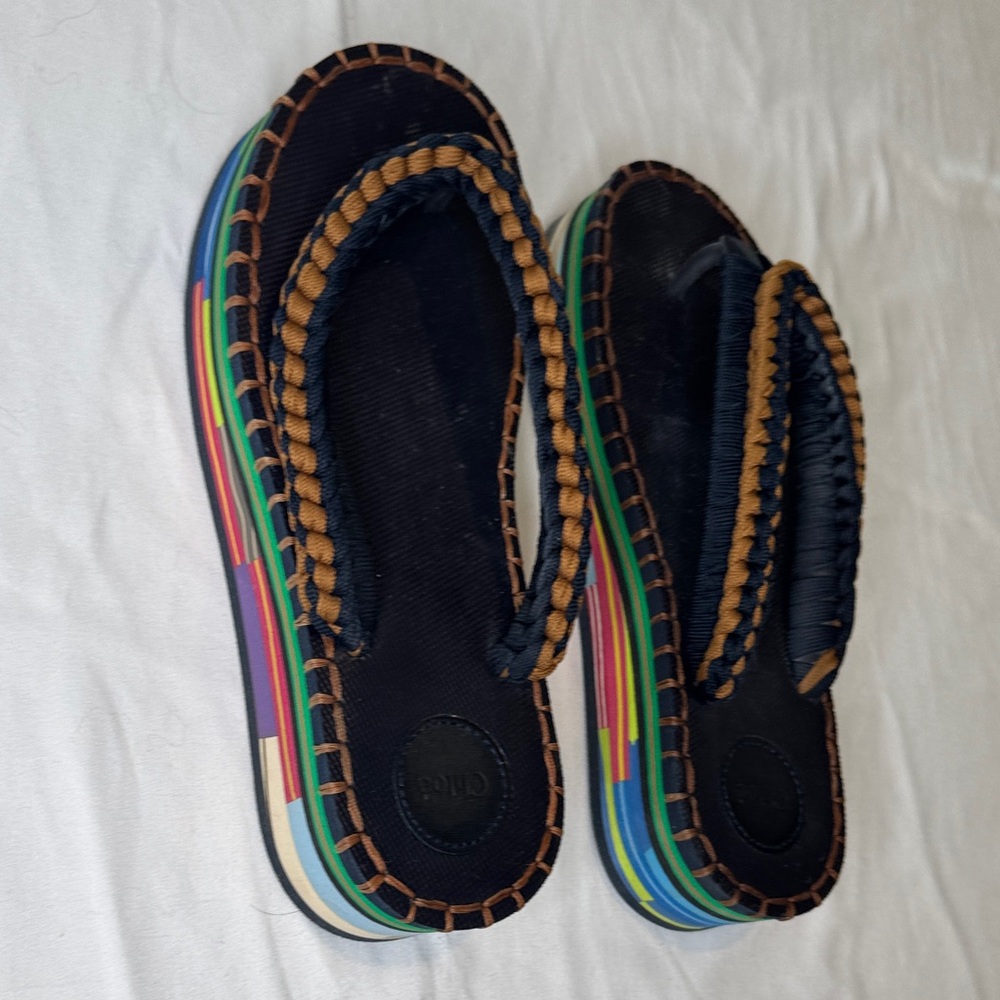 Chloe Multicolor Wedge Flip Flop Sandals